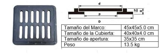 Rejilla tapa y marco de resina reforzada - 40X40 - 4T